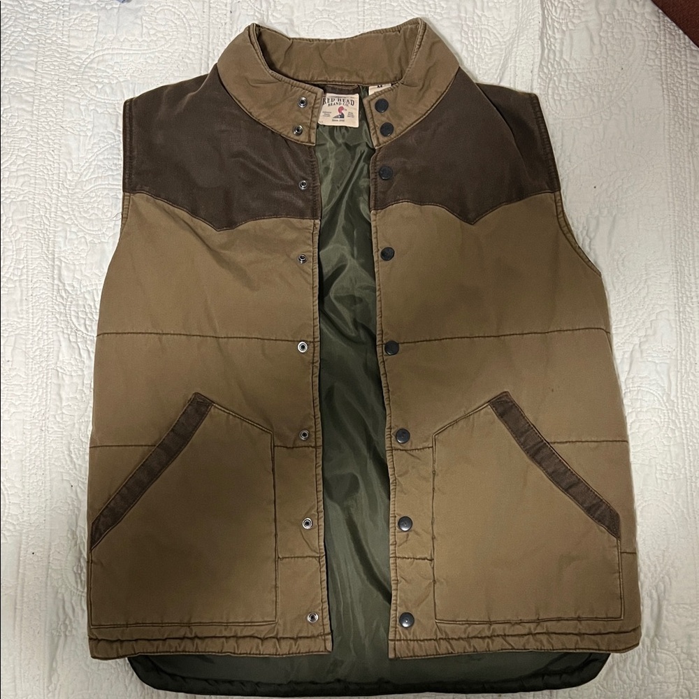 RedHead Tan and Brown Vest with Green Interior